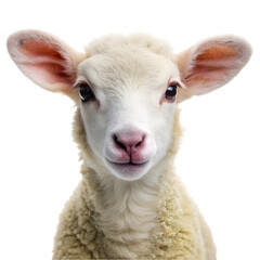 Fototapeta premium Portrait of a cute baby lamb Isolated on transparent background