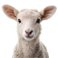 Obraz premium Portrait of a cute baby lamb Isolated on transparent background