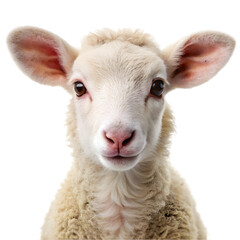 Obraz premium Portrait of a cute baby lamb Isolated on transparent background