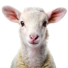 Fototapeta premium Portrait of a cute baby lamb Isolated on transparent background