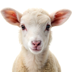 Fototapeta premium Portrait of a cute baby lamb Isolated on transparent background