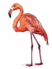 a flamingo isolated on white background