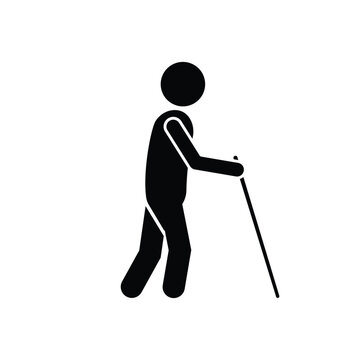 recommend clip art: Visually Impaired Person or Blind People Walking with Cane Icon Symbol Disabled Silhouette Image