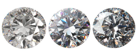 set of three circular diamond stone png