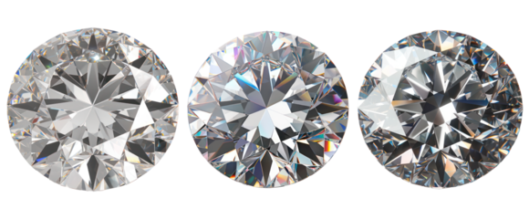 set of three circular diamond stone png