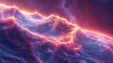 Fototapeta na wymiar Cosmic Abstract Waveform in Neon and Purple Tones
