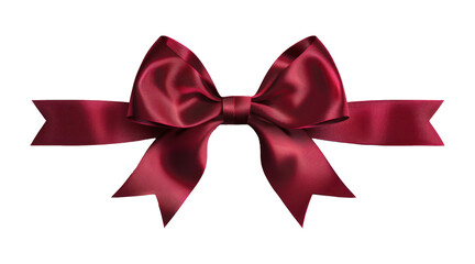 elegant red stain bow and horizontal ribbon on transparent background
