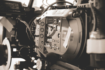 detail of professional camera equipment, film production