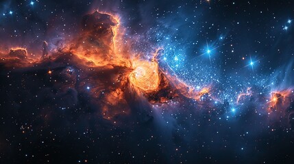 star clusters shining into deep space night sky glittering stars and nebulas fragment of universe.stock photo