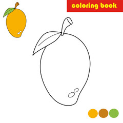  Preschool education. coloring book with mango picture. vector illustration