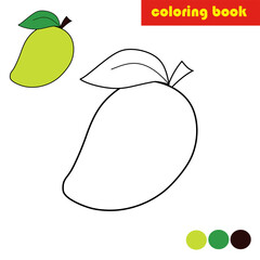  Preschool education. coloring book with mango picture. vector illustration
