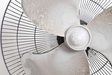 Dirty dust on fan blades has an impact on the air, allergies to health. Dirty dust on the fan on...