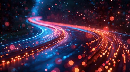 abstract technology background with fiber optic network connections hyper fast broadband for global data transfer .illustration