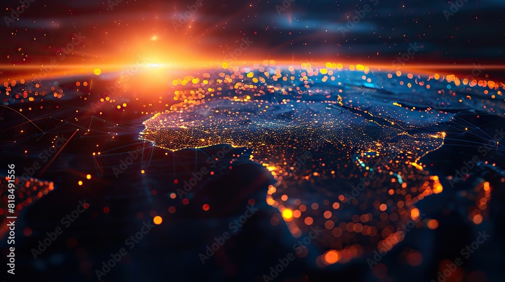 Canvas Prints digital world globe centered on africa and south america concept of global network and connectivity 