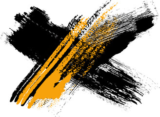 streaks of black and yellow paint, Vector figured brush strokes brush and ink. Grunge Paint stripe Vector brush Stroke, Hand Drawn Brush strokes. yellow and black Crossed paint strokes vector