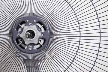 fan full of dust disassembled for cleaning, on white background, housework cleaning concept