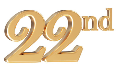 Anniversary 22nd year 3d number Gold