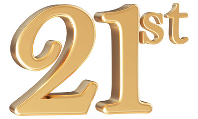 Anniversary 21st year 3d number Gold