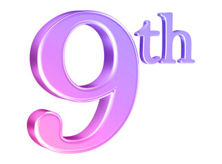 Anniversary 9th year 3d number gradient