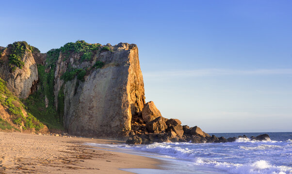 Iconic Point Dume bluff at sunset