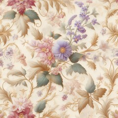 Seamless picture. Retro floral pattern background in golden tones.