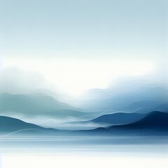 Obraz premium Line drawing of a sea of mist in blue tones showing the sea.