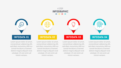 Four Step Infographic element design Vector template for presentation. process diagram and presentations step, workflow layout, banner, flow chart, info graphic vector illustration.