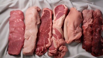 selection of different cuts of meat.