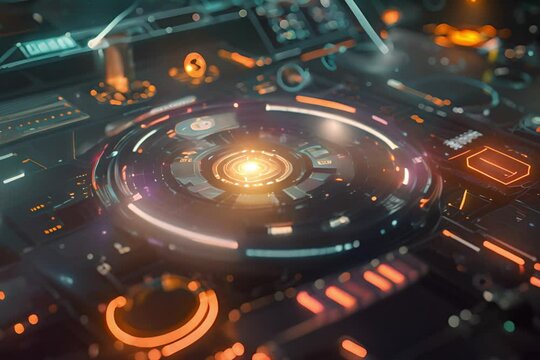 futuristic user interface of a holographic display