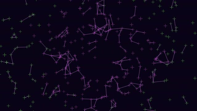 Image: Constellation of stars in the night sky, showing varied shapes connected by lines. Used for sky navigation and identifying star patterns