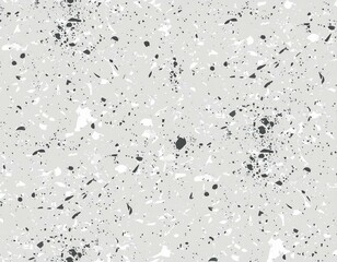 Seamless distressed black paint specks or dust and smudge speckles on white dirty urban grunge background texture.