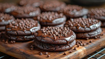 Delicious looking homemade cookies with ganache.