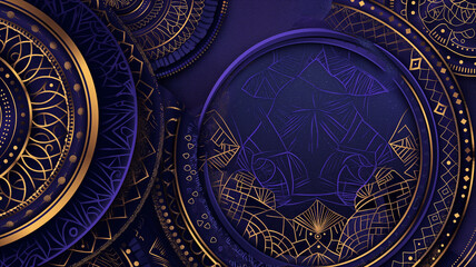 Tribal patterns,set of dark blue and gold-purple backgrounds
