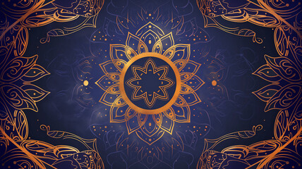 Naklejka premium Luxury mandala illustration design with blue golden print pattern Arabic Islamic vector design