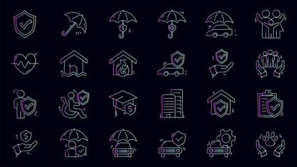 Set of insurance gradient icon design