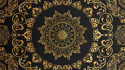 Moroccan patterns,set of Gold ornament on black backgrounds