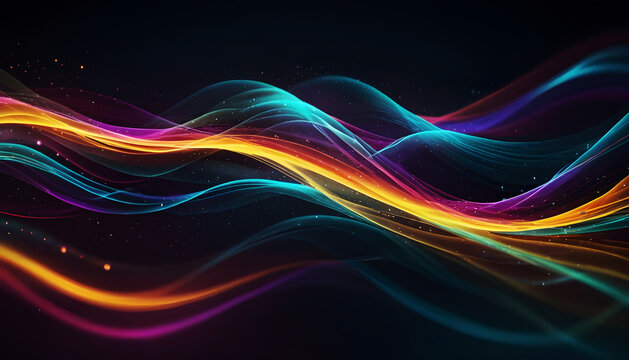 Abstract futuristic background with multi color wave motion moving and Futuristic technology. Generative Ai