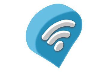 3D illustration of internet or wifi signal icon isolated on transparent background.