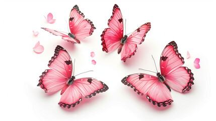 pink tropical butterflies isolated on a white background. for design