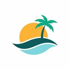 tropical island with palm trees