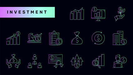 Set of investment gradient icon design