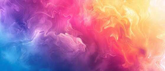 Fototapeta premium Colorful abstract painting with a blue, purple, pink, and yellow color scheme.