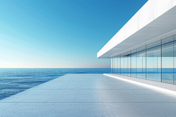 Modern buildings by the lake.Empty architectural background.