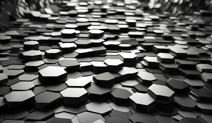 Fototapeta premium 3D Rendering of Black and White Hexagonal Background