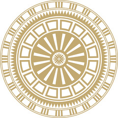 Vector golden round Egyptian ornament. Endless Circle, Ring of Ancient Egypt. Geometric African frame