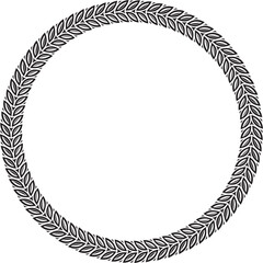 Vector monochrome black round Yakut ornament. Endless circle, border, frame of the northern peoples of the Far East.