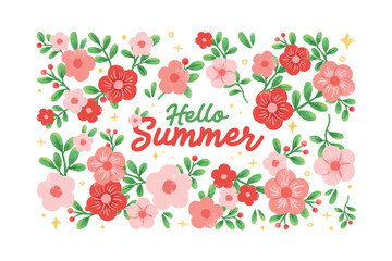 Set of Hand Drawn Summer Flower Doodle Element Vector Illustration
