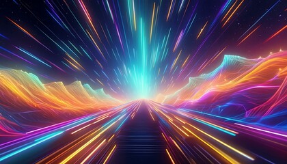 Abstract flight in space hyper jump 3d illustration