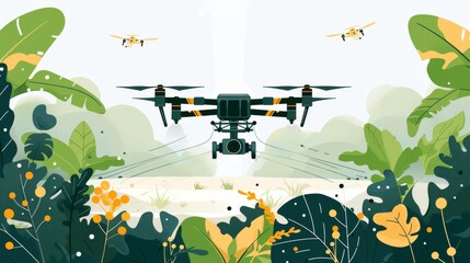 Through smart agribusiness, bluetooth drones enable sustainable farming by providing efficient crop care and connected field monitoring technology in lush agricultural settings