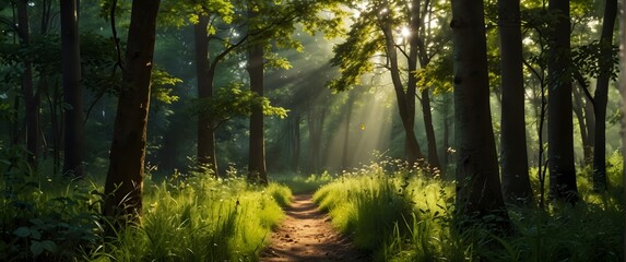 forest in the morning generated by AI